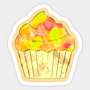 Watercolor Cupcake Painting Sticker